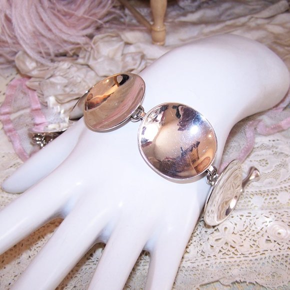 Robert Lee Morris RLM Studio Sterling Silver Concave Circle Link Bracelet - 7-1/ - Picture 1 of 10